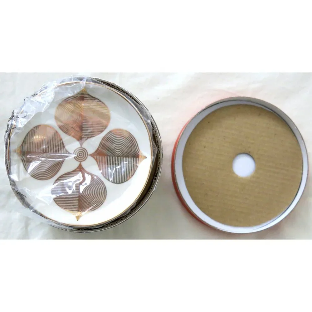 NIB Jonathan Adler HOLLYWOOD 4 Porcelain Gold Coasters RARE